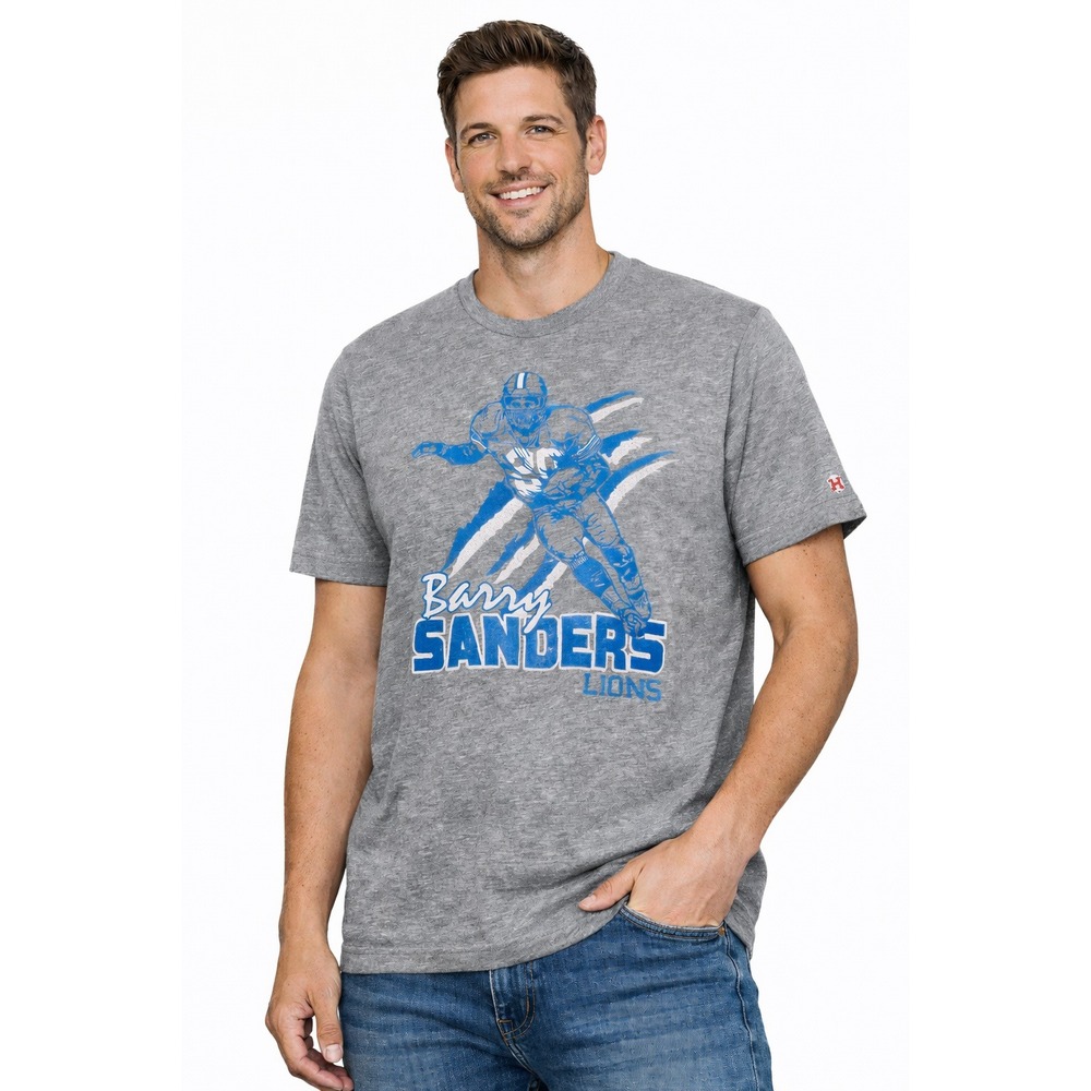 Homage Barry‎ Sanders Detroit Lions T Shirt Mens 3XL Gray NFL Graphic